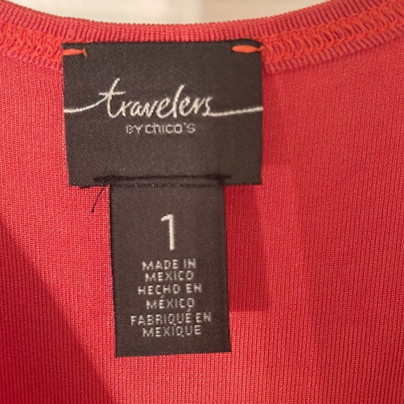 Travelers by Chicos sheer dark/burnt orange sheath and solid orange tank EUC - Picture 7 of 8